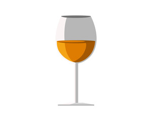 White wine in wineglass. Vector illustration