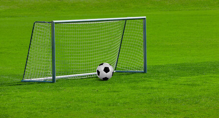 Obraz premium Fussballtor auf einem Fussballrasen