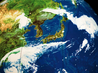宇宙から見た日本地図のイメージ図