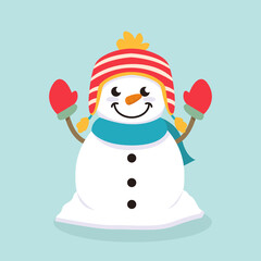 Cute Snowman mascot logo design illustration