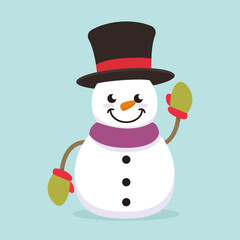 Cute Snowman mascot logo design illustration