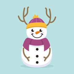 Cute Snowman mascot logo design illustration