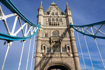 Fototapeta na wymiar View of a turret of the Tower Bridge