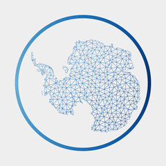 Antarctica icon. Network map of the continent. Round Antarctica sign with gradient ring. Technology, internet, network, telecommunication concept. Vector illustration. © Eugene Ga