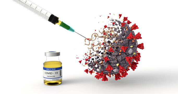 COVID-19 Corona Virus SARS-CoV-2 2020 Vaccine delivery. Novel coronavirus 2019 nCoV virus destruction. Launching new messenger RNA vaccine against Covid 19. 