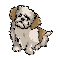 shih tzu dog mascot cartoon