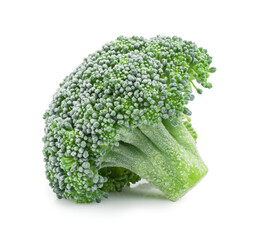 frozen slice of broccoli isolated on white