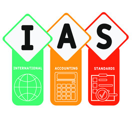 IAS - International Accounting Standards. acronym business concept. vector illustration concept with keywords and icons. lettering illustration with icons for web banner, flyer, landing page
