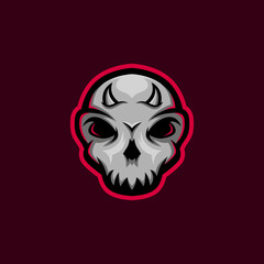 skull mascot logo with little horn. skull gaming mascot logo