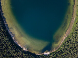 JEZIORO PŁASKIE, POLAND - SEPTEMBER 10, 2020: A aerial view of the Jezioro Płaskie in Poland, Podlaskie © Krzysztof Mańkowski