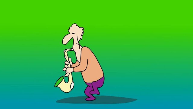 MUSICAL PIPE,The saxophone player uses his instrument as a pipe.
2D animated cartoon.HD 1080.