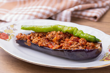 Turkish Traditional Aubergine Eggplant Meal - Karniyarik (Riven Belly)