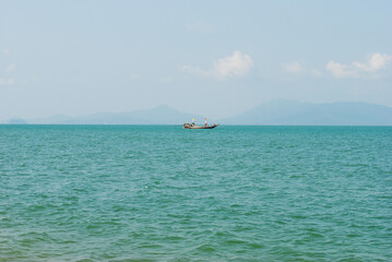 Sea panorama and fishng boat