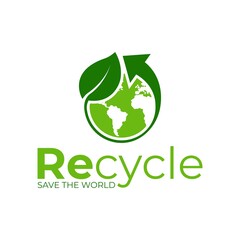 Recycle logo template, Save the world logo idea, Earth logotype, Sustainable earth logo, Ecology logo
