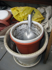 Three empty flower pots for indoor plants