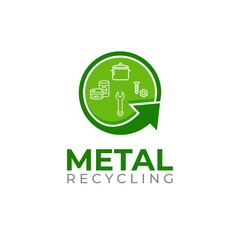 Metal recycling logo template. Waste metal recycling icon. Separate recycling for glass.