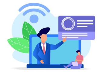Illustration vector graphic cartoon character of online education