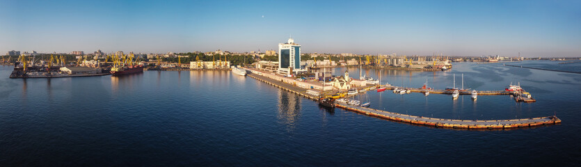 odessa ukraine port panoramic - obrazy, fototapety, plakaty