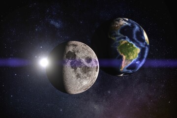 Obraz na płótnie Canvas Earth and Moon