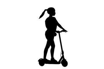 silhouette of a woman riding an electric scooter