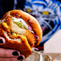 Fresh Vegan Plant Based Burger In A Bun