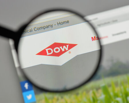 Milan, Italy - August 10, 2017: Dow Chemical logo on the website homepage.
