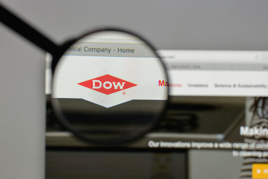 Milan, Italy - August 10, 2017: Dow Chemical logo on the website homepage.