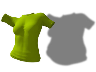 Conceptual fat overweight obese shadow female blouse outfit vs slim fit healthy body after weight loss or diet thin young woman isolated. A fitness, nutrition or obesity health shape 3D illustration