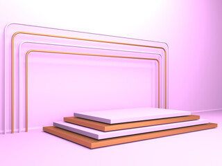 Empty showcase for cosmetic product presentation. Minimal scene