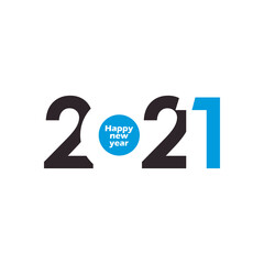 Happy new year 2021 flat style icon vector design