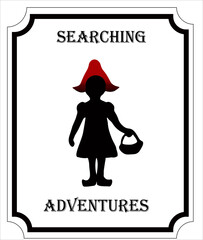 Funny sticker with Red hat ,searching adventures