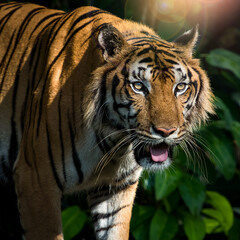 The tiger prowl for food in the forest / wild animal in nature.