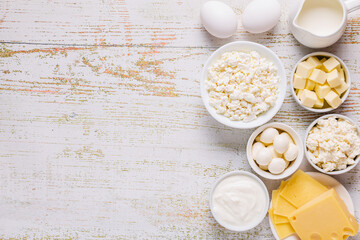 Different types of dairy products.