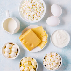 Different types of dairy products.