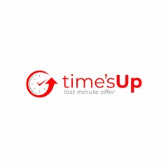 Fototapeta na wymiar Time's up logo template. Clock logo design. Time and watch vector icon. Timer symbol. UI. Web. Logo. Sign. Flat design. App. Stock vector