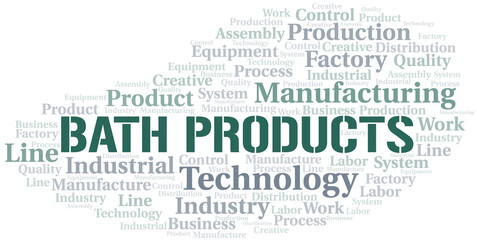 Bath Products word cloud create with text only.