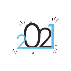 2021 with lines flat style icon vector design