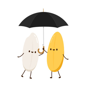 Rice character design. rice vector on white background. rice seed. umbrella vector.