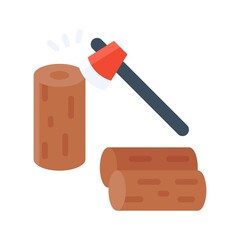 free time related Broadaxe with wood pieces vector in flat style,