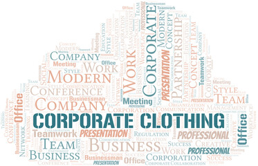 Corporate Clothing vector word cloud, made with text only.
