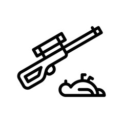 free time related doorbeen gun with dead bird vector in lineal style,