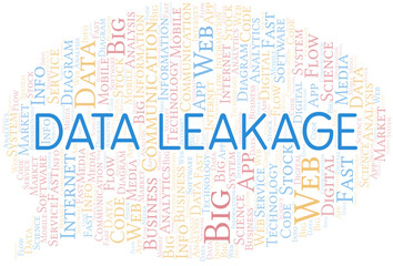 Fototapeta premium Data Leakage vector word cloud, made with text only.