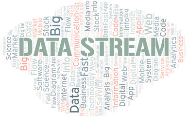 Data Stream vector word cloud, made with text only.