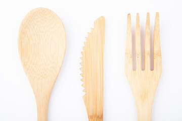 image of wooden spoon fork knife 