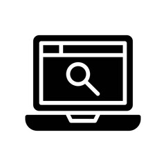 free time related laptop screen with magnifying glass vector in solid design,