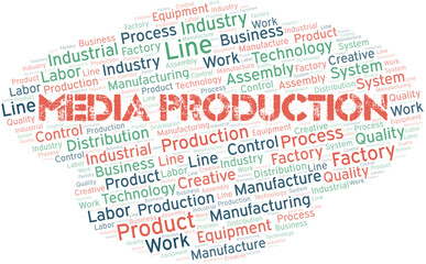 Media Production word cloud create with text only.