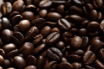 Nice close up shot of coffee beans in day light food photography