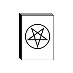 Occult Book Thin Line Icon. Book Of Magic Vector Illustration Isolated On White. Book With Pentagram