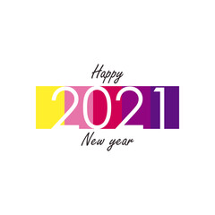 Happy new year 2021 in banner flat style icon vector design