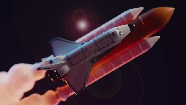a rocket flying into space